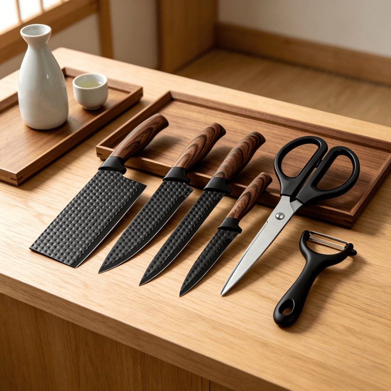 6/7Pcs Damascus Pattern Kitchen Knife Set, High Hardness Ultra Sharp Stainless Steel Knives with Non-Slip Handle, Suitable for Home Kitchen Outdoor Camping, Perfect Holiday Gift