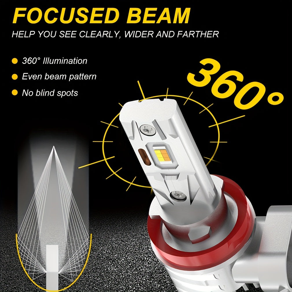 2Pcs H11 Super Bright Headlights H11 9005 9006 LED Car Lights High/Low Beam Yellow Light + White Light Plug-and-Play