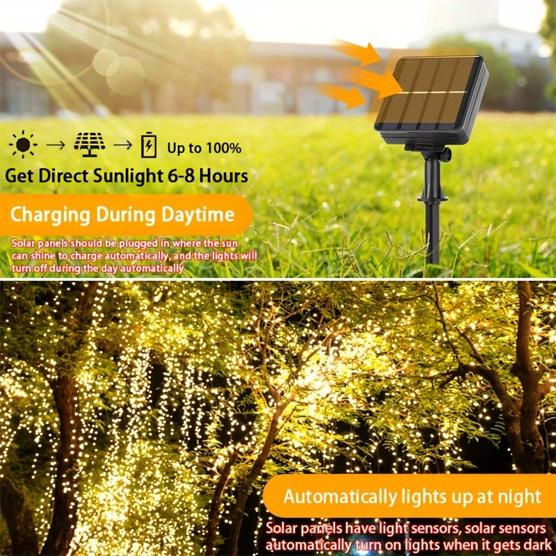 4包装 50LED*4/100LED*4，LED仙女灯串户外花环太阳能节日圣诞灯，适用于花园派对树装饰
