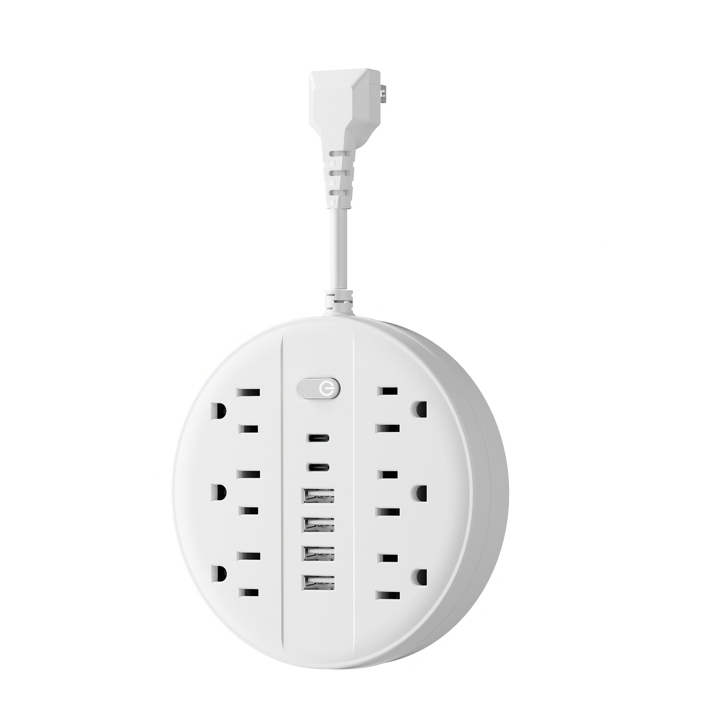 1pc 12-in-1 Multi-functional Power Socket With Surge Protector, 6 AC Outlets, 4 USB Outlets And 2 Type-c Ports. Wall-mountable Power Extension. Portable And Compact Design. Suitable For Home, Office And School. In White And Black.