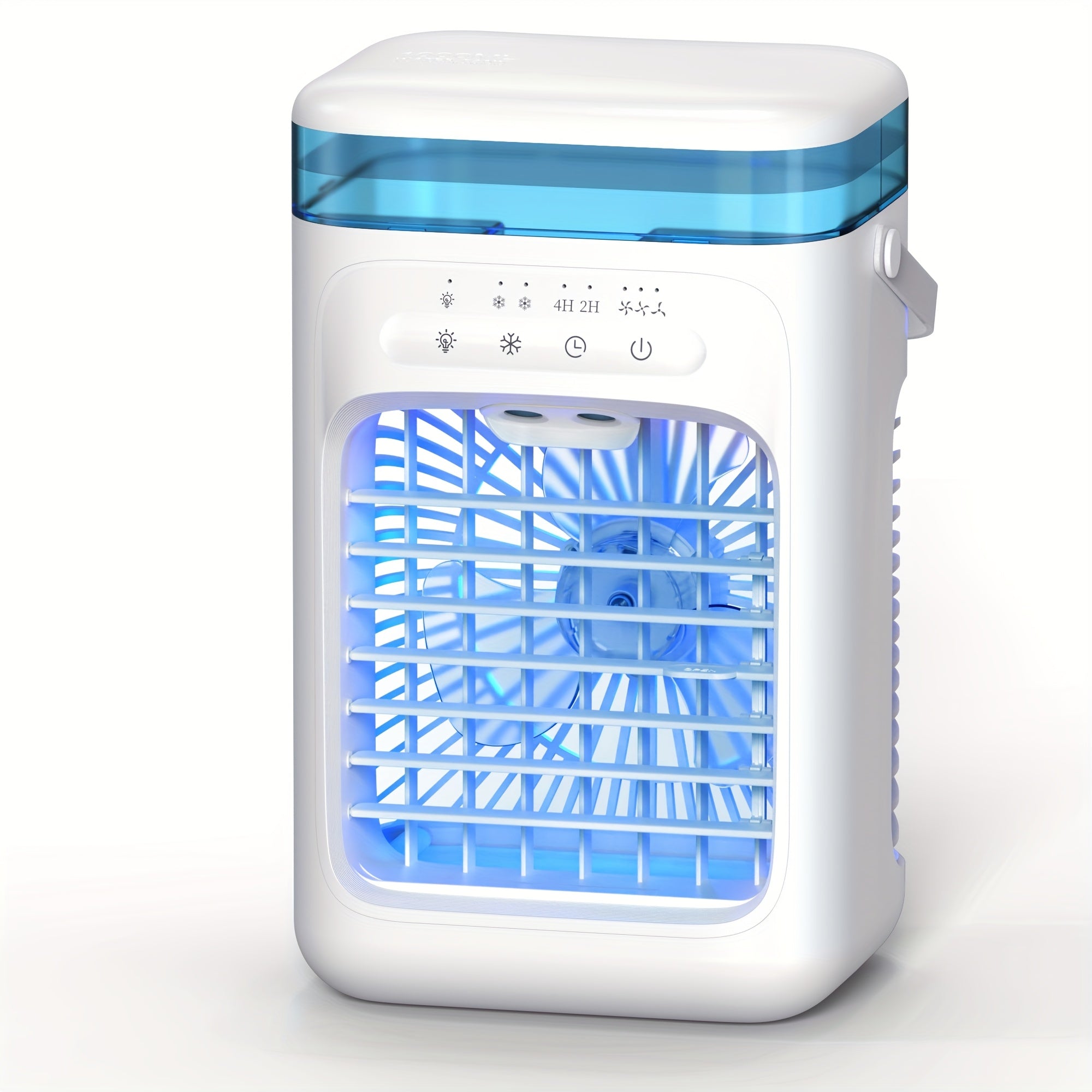 Household Bedroom Mini Desktop Portable Air Cooler Fan, Water Ice Adding Dual Spray Heavy Mist Cold Wind Fan for Camping Travel Summer Use