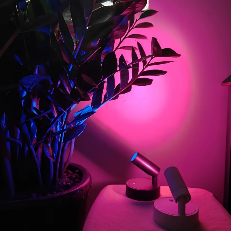 Rechargeable color LED spotlight | Indoor color-changing wall light with fixed light color switch, detachable lamp, motion sensor control, plastic lampshade | Perfect for plants, murals, display decoration, home parties, festive atmosphere
