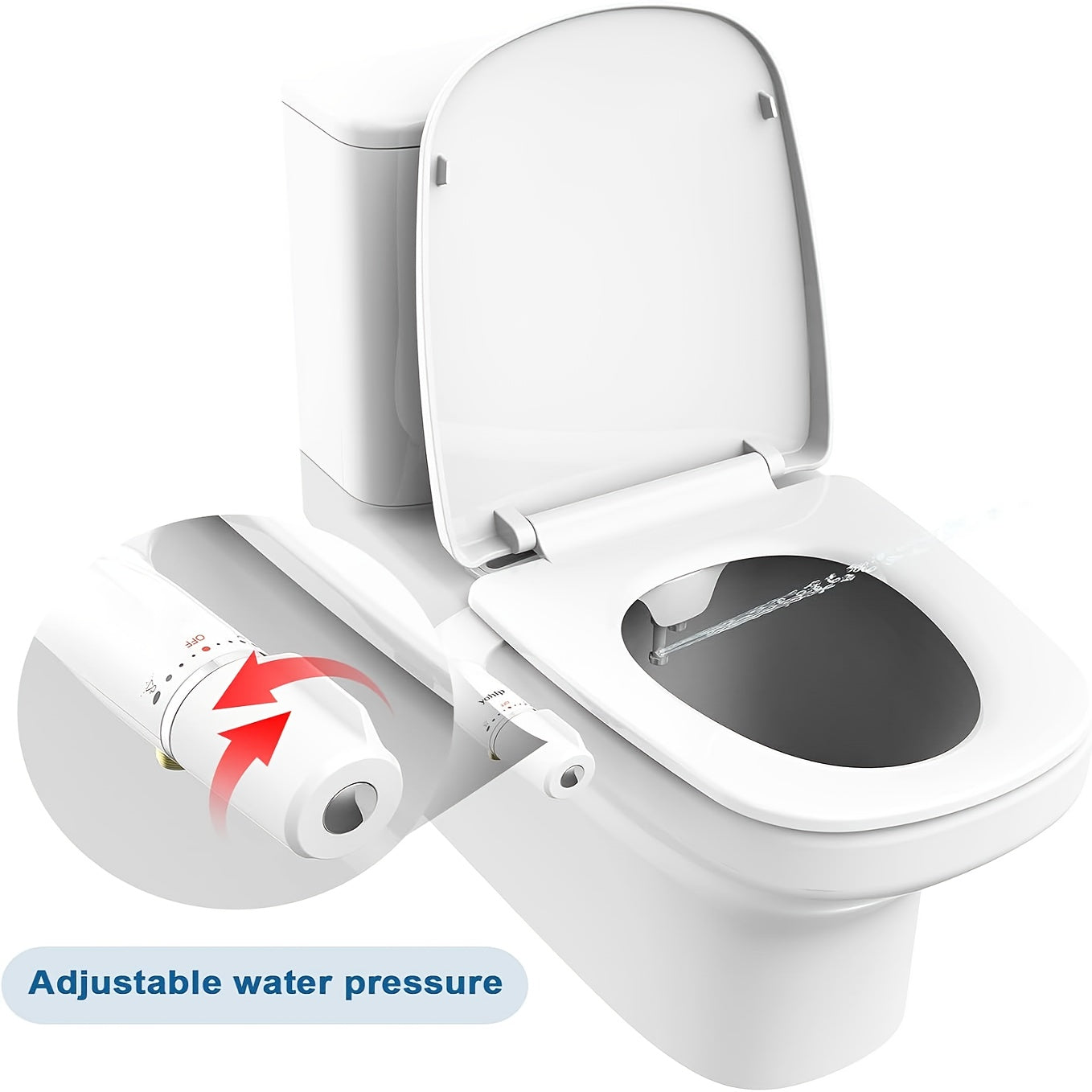 Toilet Attachment – Non-Electric Cold Water Bidet Seat Attachment with Pressure Control, Retractable Self-Cleaning Dual Nozzles for Front & Rear Wash
