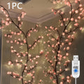 1件，190厘米/74.8英寸樱花枝户外灯，IPX4级USB供电8模式仙女DIY花环灯，适用于房间墙壁、庭院、婚礼、万圣节圣诞装饰（不含电池）