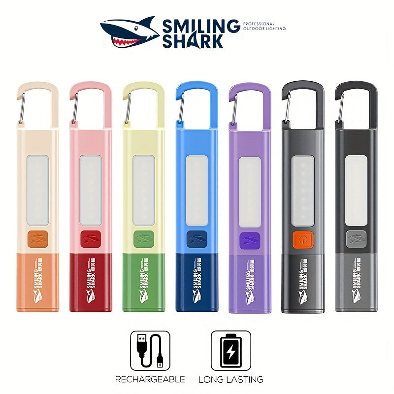 1 Unit of The SMILINGSHARK SD1023 Portable LED Flashlight, Featuring a Super Bright Handheld Zoomable Design, USB Rechargeable Capability, Colorful Appearance, a Hook Lock Feature, And Functions As a Power Bank