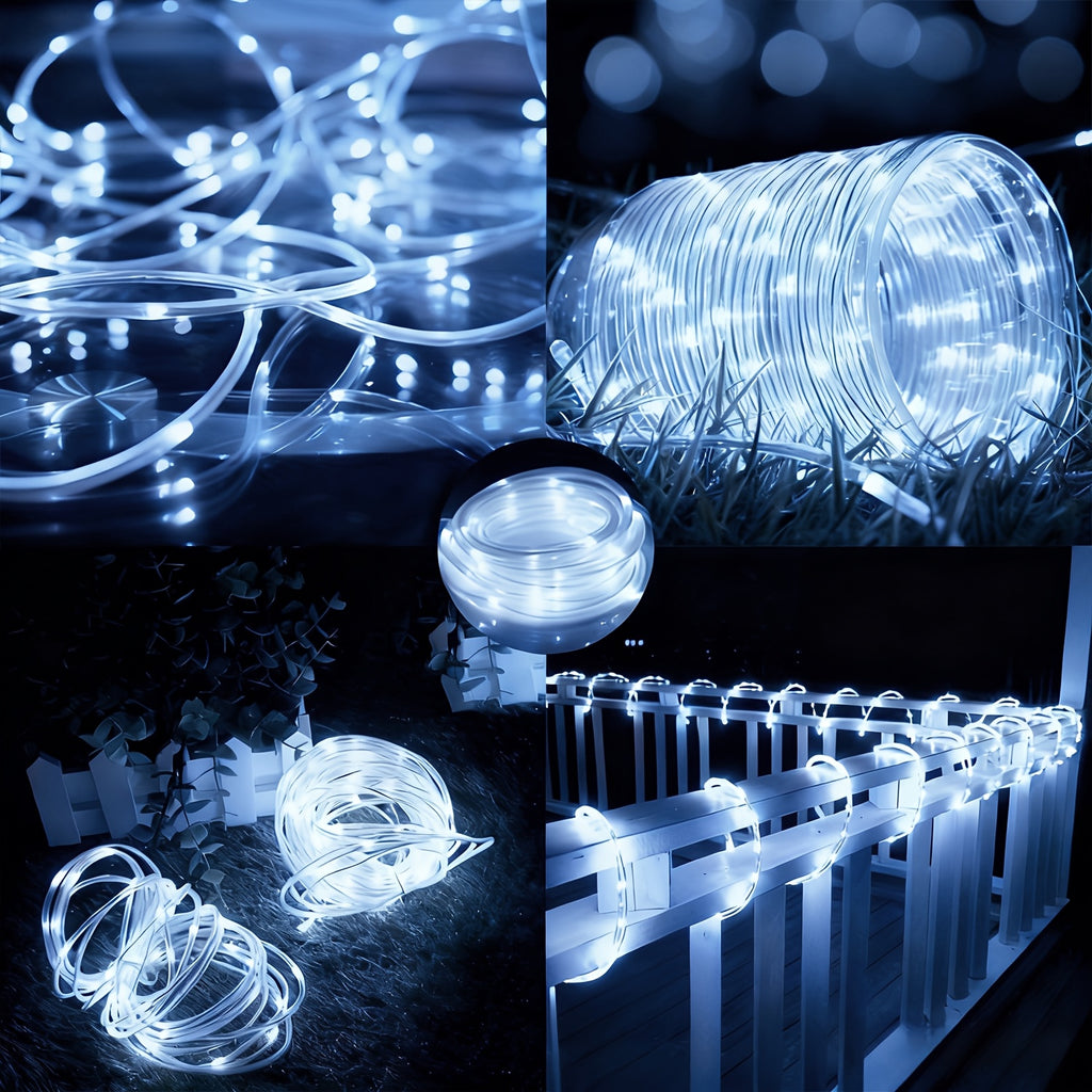 1pc solar tube light, 50/100/200/300 LED fairy flexible hose string light, 12 lighting modes, suitable for porches, courtyards, paths, fences, pools, parties, Christmas decoration