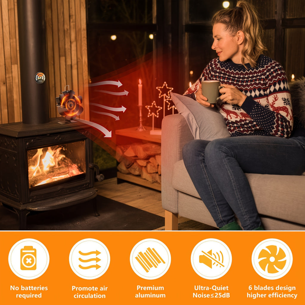 Huayang Silent Heat-Powered Fireplace Fan, No Electricity Needed, Efficient Heat Distribution, for Wood / Log Fireplaces, Perfect Christmas &amp; New Year Gift, Holiday Birthday Gift Set
