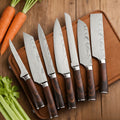 6/7Pcs Damascus Pattern Kitchen Knife Set, High Hardness Ultra Sharp Stainless Steel Knives with Non-Slip Handle, Suitable for Home Kitchen Outdoor Camping, Perfect Holiday Gift