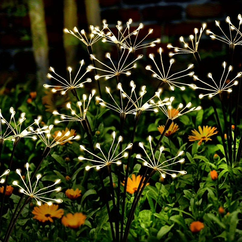 New Solar Fireworks Ground Insert Light, Path Light, Solar Fireworks Swing Light, Landscape Spotlight, Solar Dandelion Fireworks Fairy Light, Semi-Flush Plastic Courtyard Lawn Light, Durable Plastic Structure, Perfect for Courtyard and Garden Decoration
