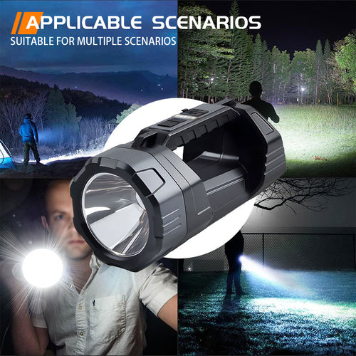 1pc MACROCOSM Solar/USB Rechargeable Spotlight, Battery Level Indicator & USB Output Port, LED Flashlight, 6 Modes Portable Torch with Side Light, Ideal for Camping, Emergency, Outdoor - Handheld Searchlight