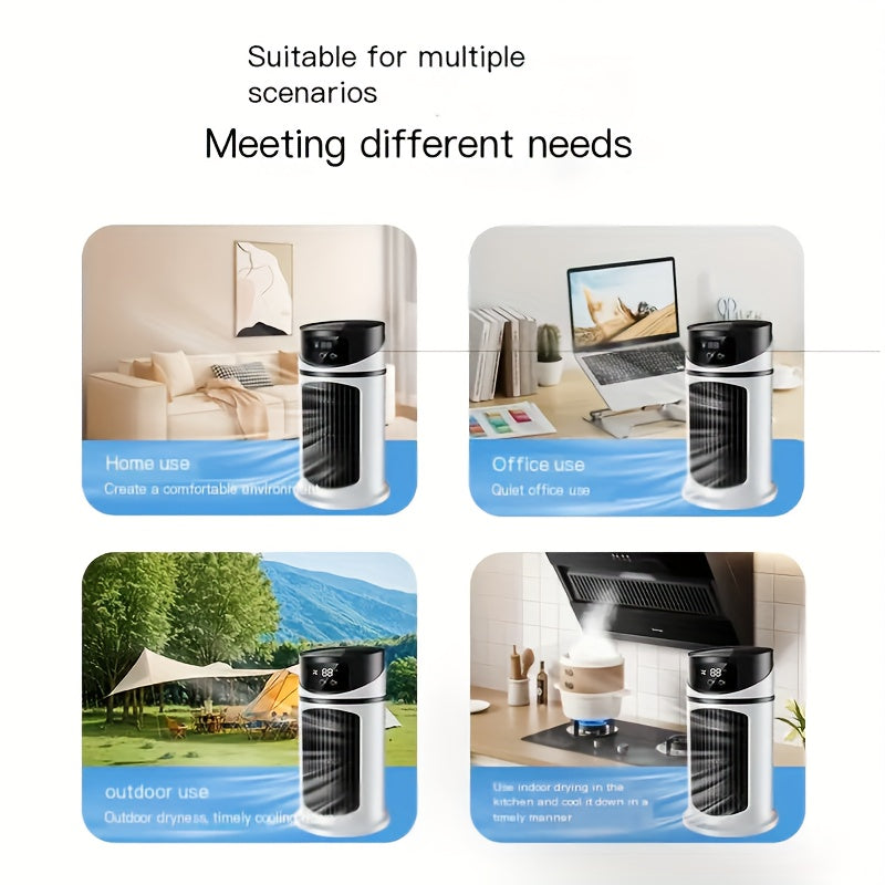 2026 Upgraded Portable Air Conditioner, 6-Speed Cooling Fan with 7-Color Ambient Light, Quiet Humidifying Fan, 3-in-1 Mini Cooler, Compact Cooling Device for Home Office Small Spaces, Perfect Home & Travel Gift