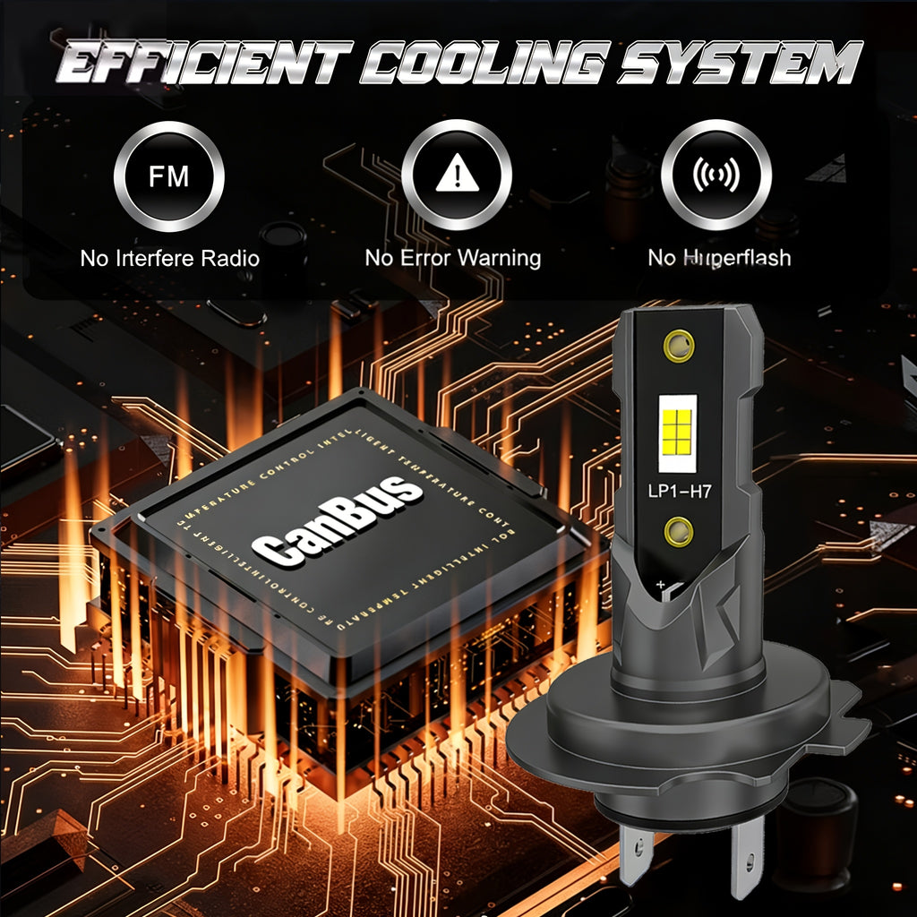 H7 LED Car Headlight Bulb 300W 60000LM Mini H7 Wireless Car Light +800% Brightness Spotlight Car Headlight 12V, No Battery Included