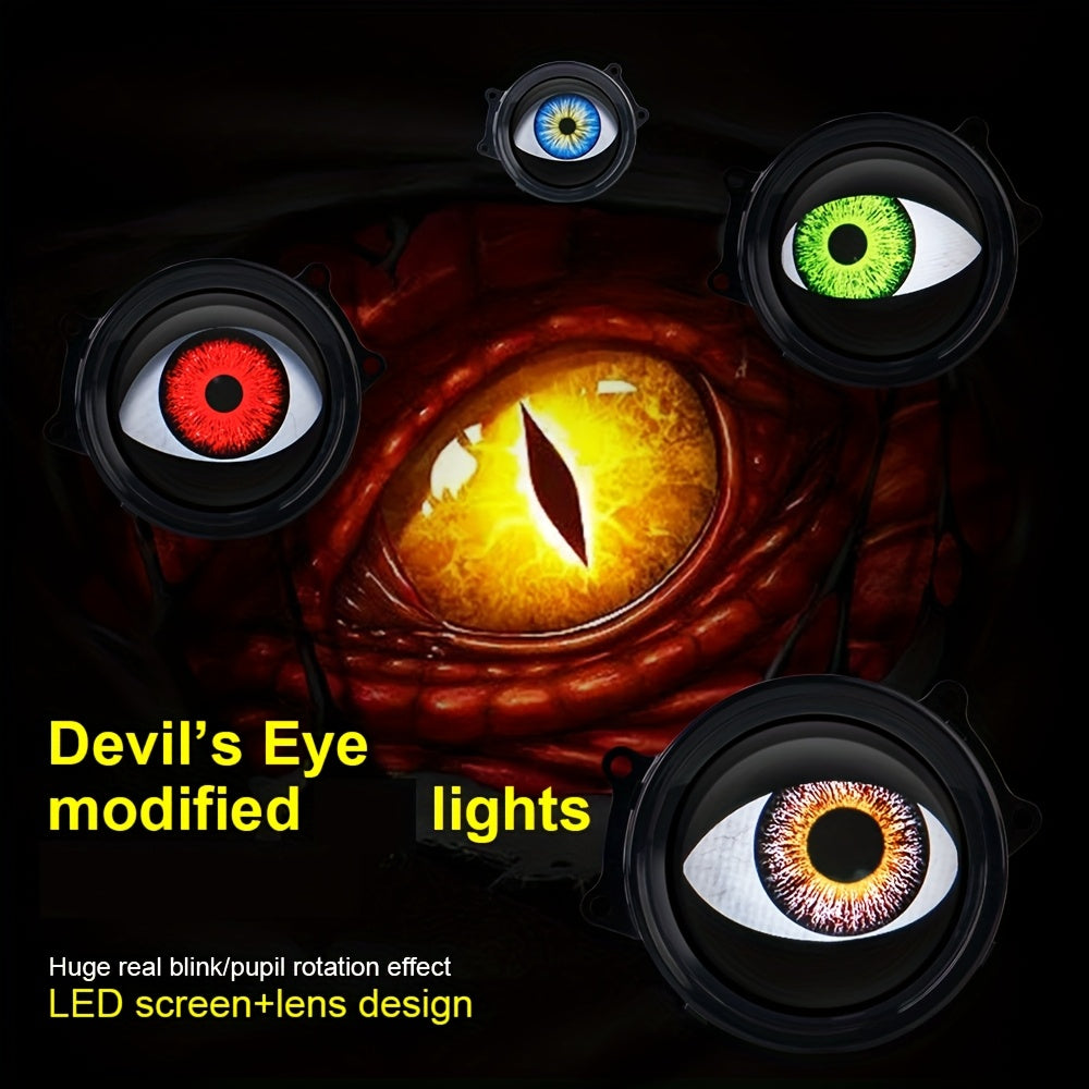 Opra 1 Piece Universal Car Dynamic Evil Eye LED Light 3 Inch 12-36 Volt Upgrade Modification Kit for 33 Vehicle Models Car Ambient Light