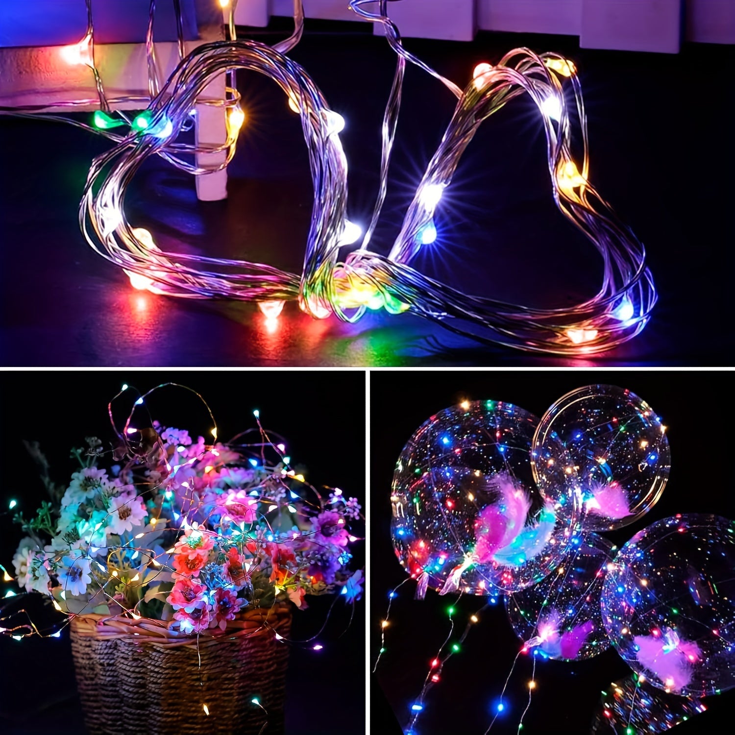 200 LED 仙女灯串，66FT/20M，100 LED 版本为 33FT/10M，USB 供电灯串，银色线材，非常适合在卧室中营造星空氛围，用于圣诞节、婚礼、派对或户外窗户装饰