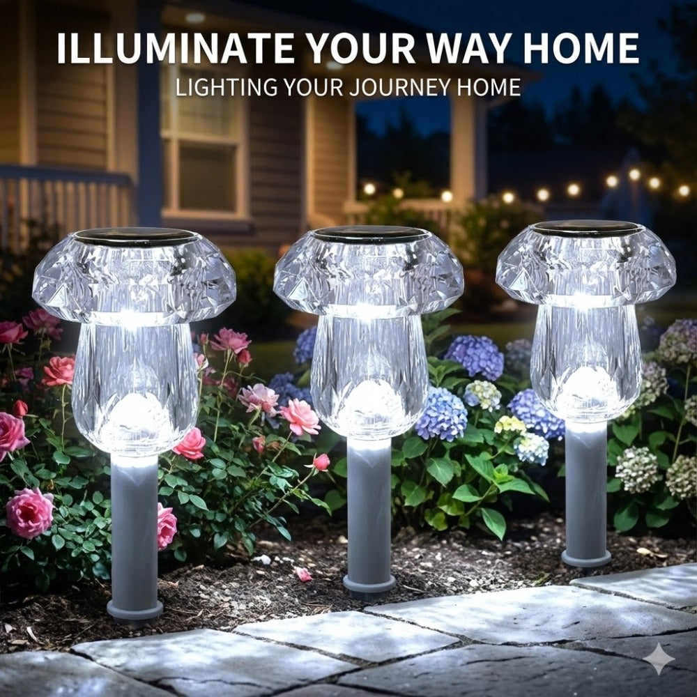 8-Pack Solar Outdoor Light Set, Diamond Cut Design, with Color Changing Option and Warm White & White Light, for Illuminating Pathways, Gardens, Lawns, Courtyards, Landscapes, Walkways and Backyard Decoration