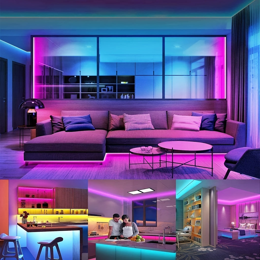 200.79 英吋/397.64 英吋/602.36 英吋/卷，12V 柔性贴片 5050 RGB LED 灯条，4PINs LED 胶带，多色，灯条。 （不含电源转接器、条形控制器）