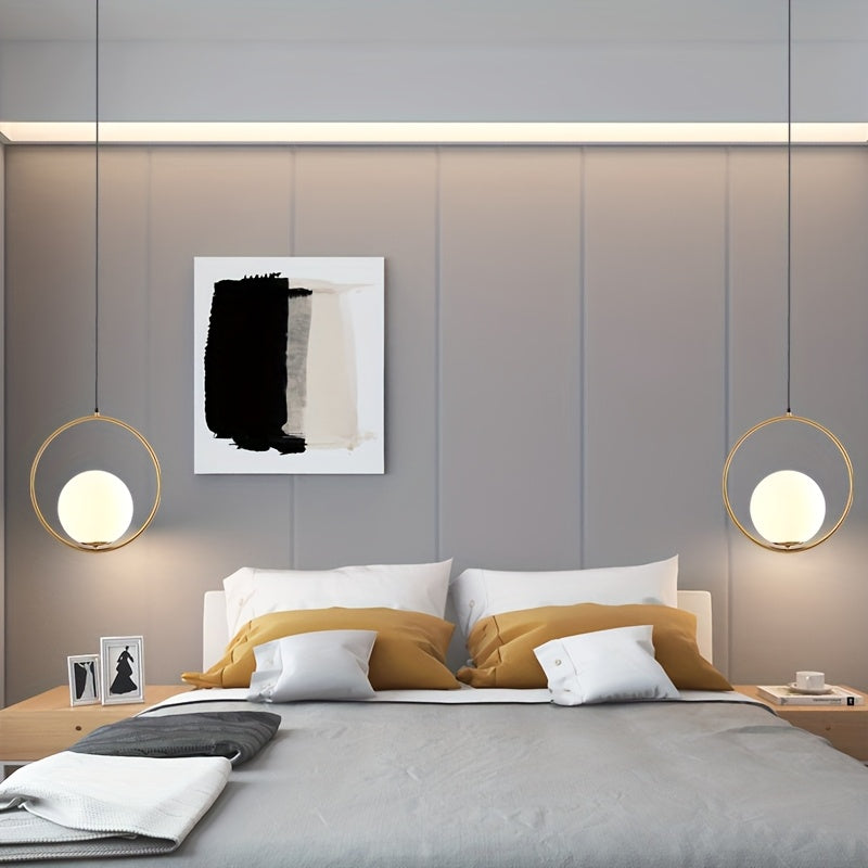 1/2-pack, modern minimalist island pendant light, iron body with polished finish, with plastic pendant, suitable for dining room island ceiling decorative light, E27 base, bedroom bedside and café ambiance light, height adjustable (bulb not included)