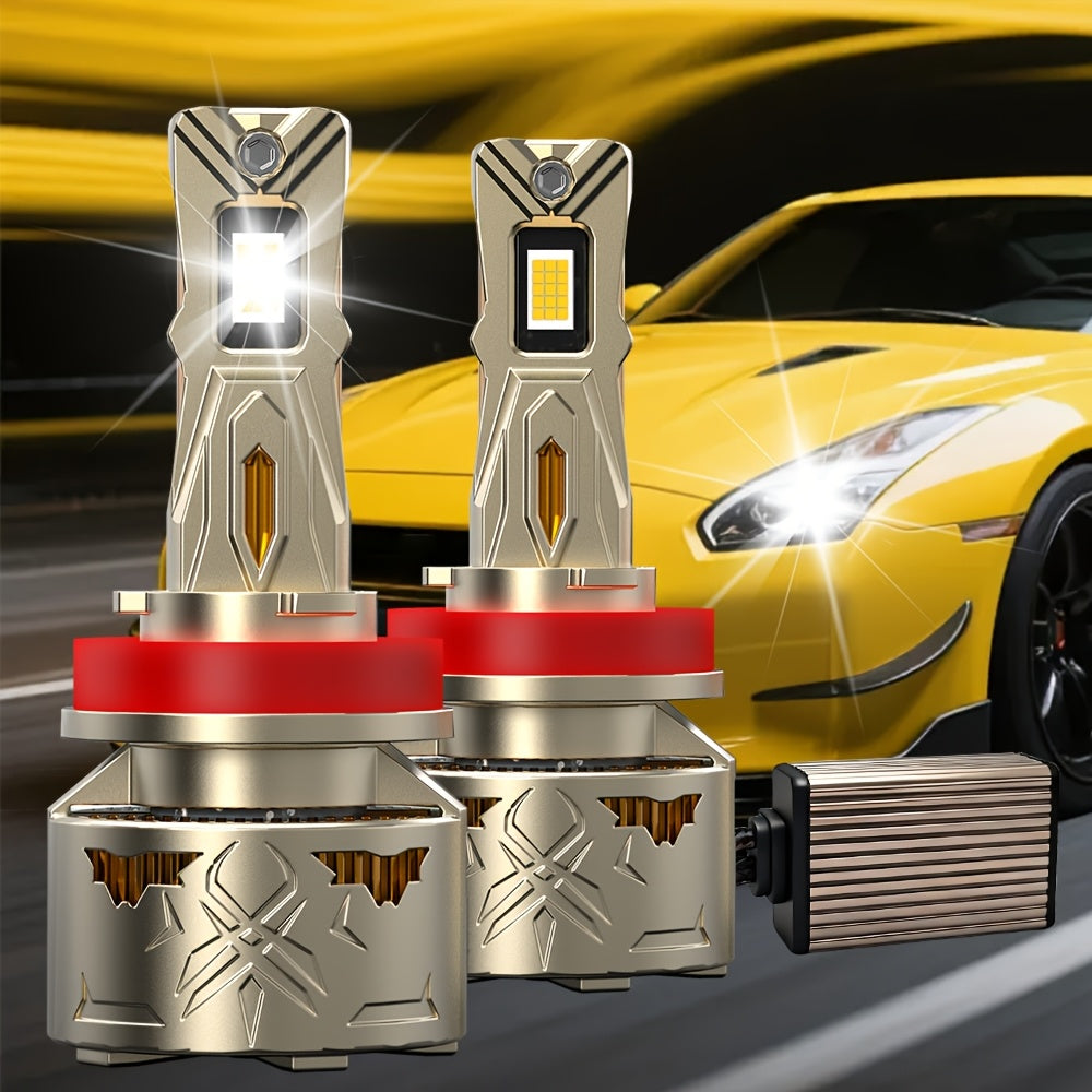 2-Pack H11 Car LED Headlights, Super Bright LED Front Lights, 59,500 Lumens, 300W, 6500K White Light, Compatible with H1, H4, 9003, HB2, H7, H18, H8, H9, H11, H16, 9005, HB3, 9006, HB4, 9012, HIR2, No Battery Needed, Plug-and-Play, CANBUS Error-Free