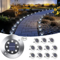 8/12-Piece Outdoor Solar Ground Light, 8-LED Solar Landscape Courtyard Light, IP44 Rating, Suitable for Path, Courtyard, Lawn and Driveway, White