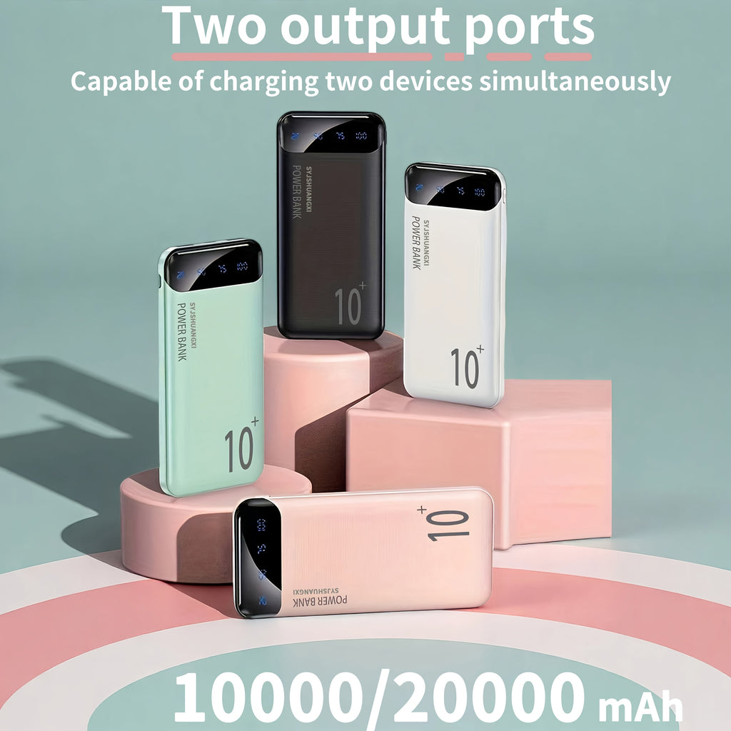 A Portable Power Bank with a Large Capacity of 10000/20000Mah, Suitable for Iphones, Android Devices, Tablets, Headphones, And Other Electronics. It Features Dual USB Outputs And Makes a Great Gift for Birthdays Or Christmas