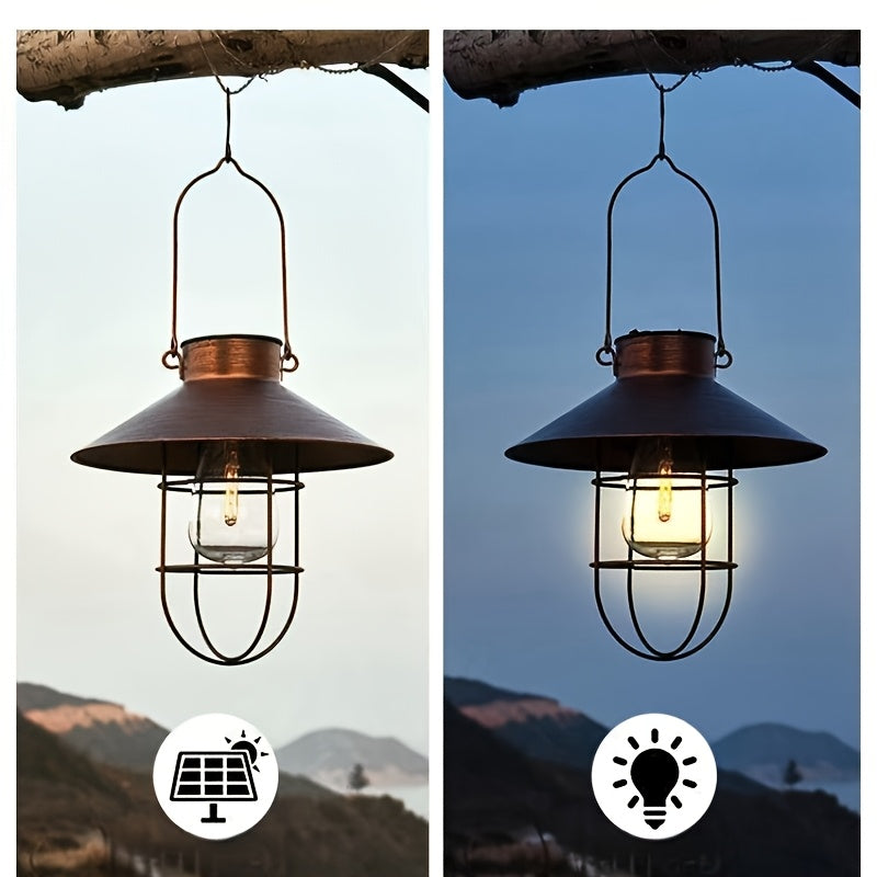 Solar Wrought Iron Courtyard Pendant Light Garden Landscape Lamp Courtyard Garden Balcony Decorative Chandelier Solar Courtyard Decorative Art