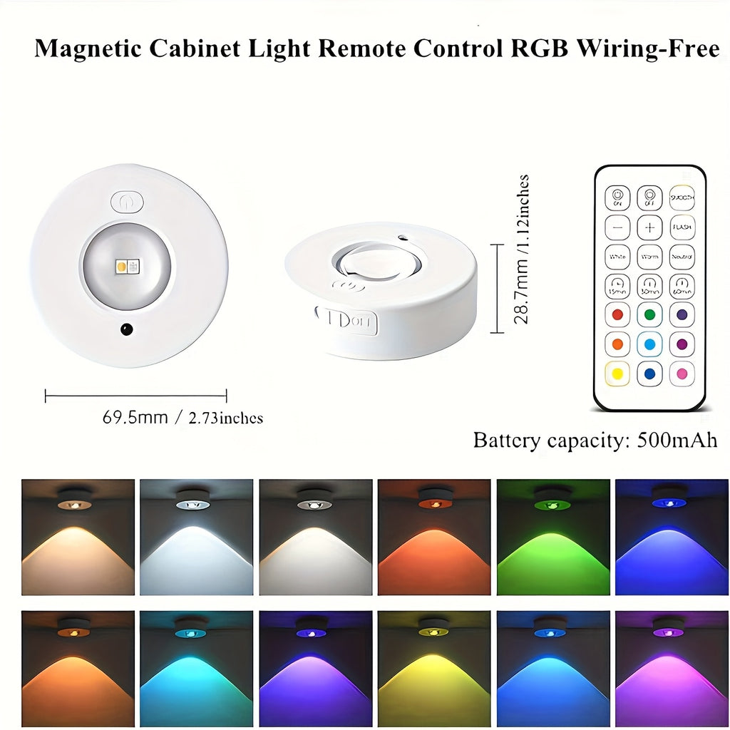 3个可充电RGB LED 橱柜灯带遥控器，亮度可调，USB可充电，USB接口、USB灯具灯饰，12种颜色模式，动态照明效果，定时功能，适用于橱柜、衣柜、家居装饰和办公室