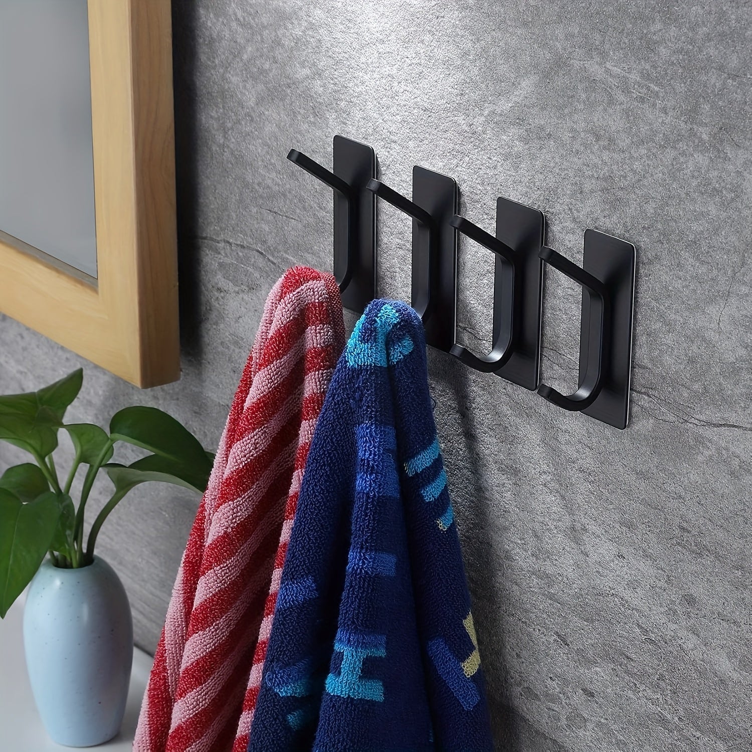 2 or 4 Pack No-Drill Adhesive Hooks - Stainless Steel for Clothes, Towels, Robes, Hats, Keys - Bathroom, Toilet, Bedroom, Dorm, Kitchen, Garage Storage