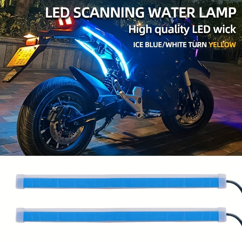 2pcs 12V LED 灯条 - 可变形汽车白色和黄色流光灯，用于指示灯和环境照明，不需要电池，≤36V 运行，非常适合汽车和房间装饰，指示灯|现代汽车照明|LED 灯条