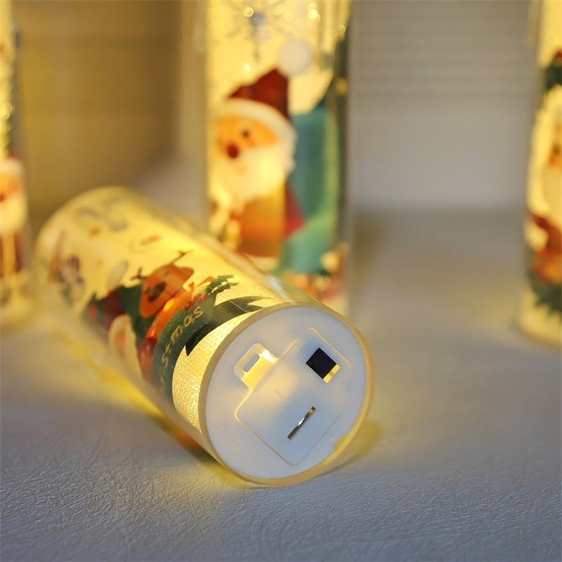 1/2/4PCS LED圣诞水晶电子蜡烛灯，电池驱动，安全环保圣诞节氛围灯，节日小夜灯，室内外创意摆件场景装饰灯，用于圣诞节装饰、派对、家庭聚会、圣诞礼物（含电池）