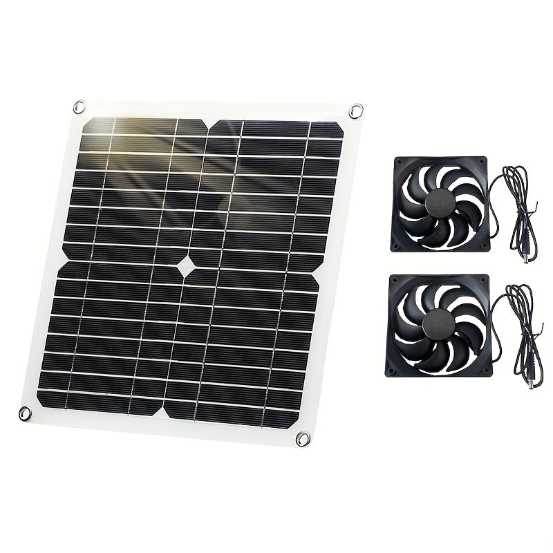 Sunant Solar Panel Fan Kit, 20W Power, with DC Fan, Ideal for Small Chicken Coops, Greenhouses, Sheds, Pet Houses, Window Vents (Dual Fan)