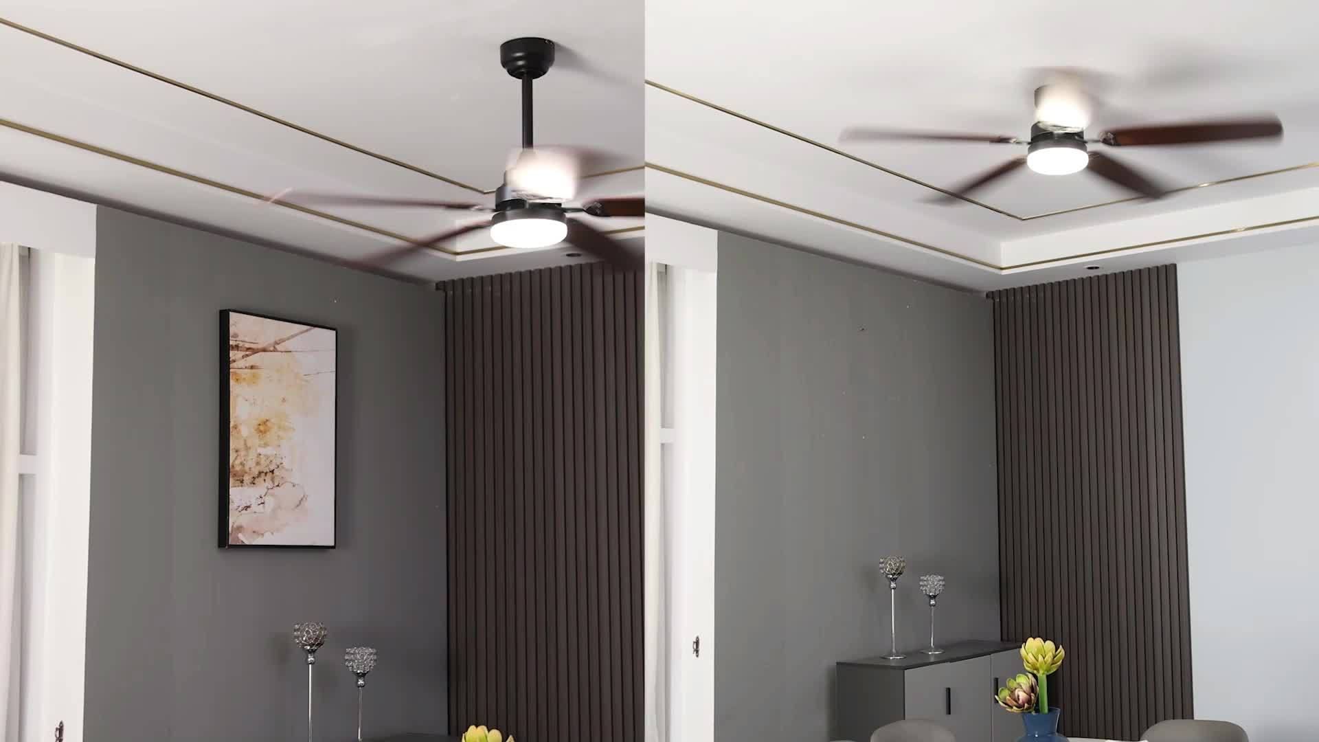 Sofucor 52" Ceiling Fan with Light & Remote, 6 Speeds, 3-Color LED, Timing, Low Profile, Noiseless Reversible DC Motor, for Bedroom, Living Room, Patio (3 Downrods Included)