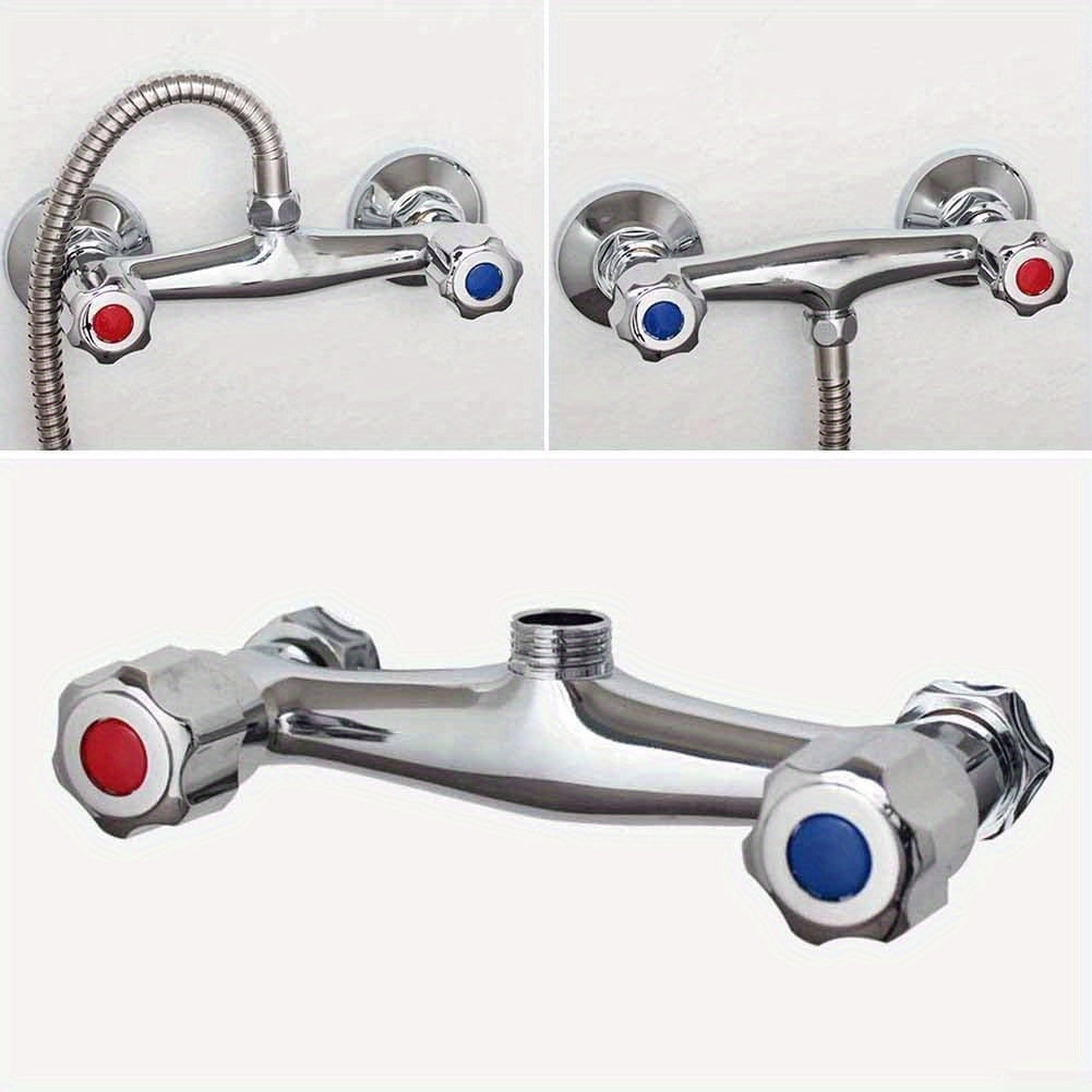 Chrome Plated Brass Dual-Outlet Shower Diverter Valve - With Thermostatic Control Valve, Wall Mounted