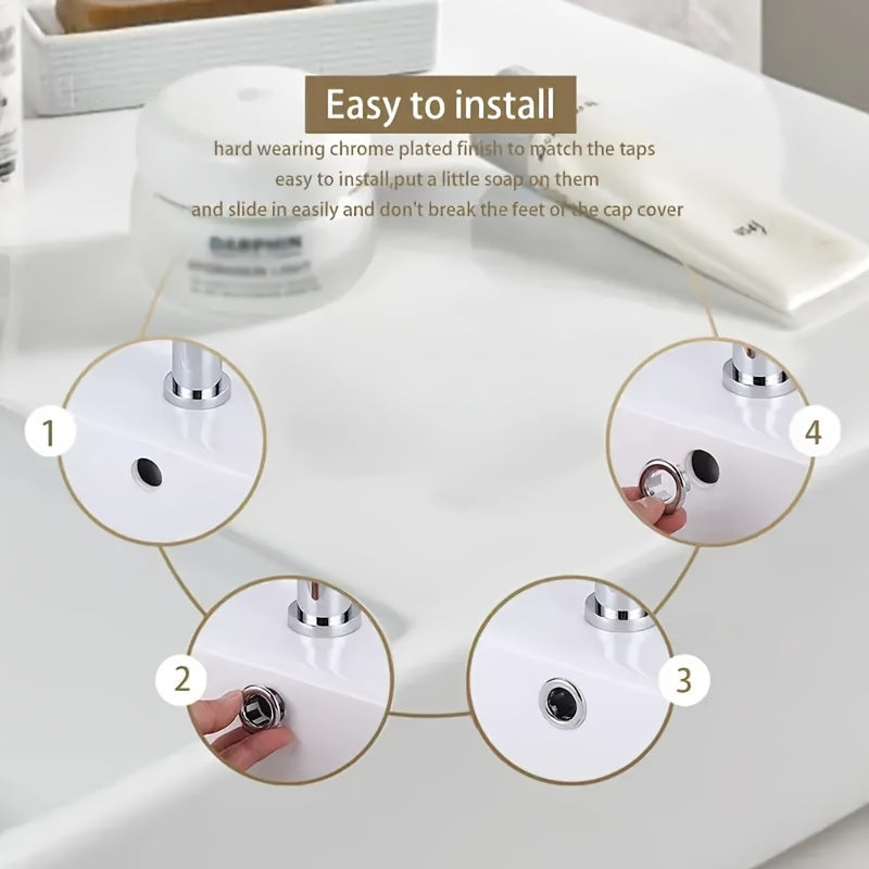 [Elegant Sink Drain Cover] 1/2/4pc Stainless Steel Decorative Drain Cover - Leak-Proof Design, Easy Install with Knob, for Bathroom & Kitchen, Modern Minimalist Style, Kitchen Sink Accessory