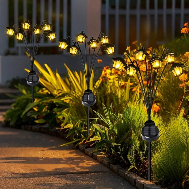 1 Vintage Outdoor Solar Light, IP65 Waterproof Rating, Features 6 Warm Light Protruding Ears, When Turned On, the Courtyard Instantly Transforms into a Romantic Garden. Battery Powered