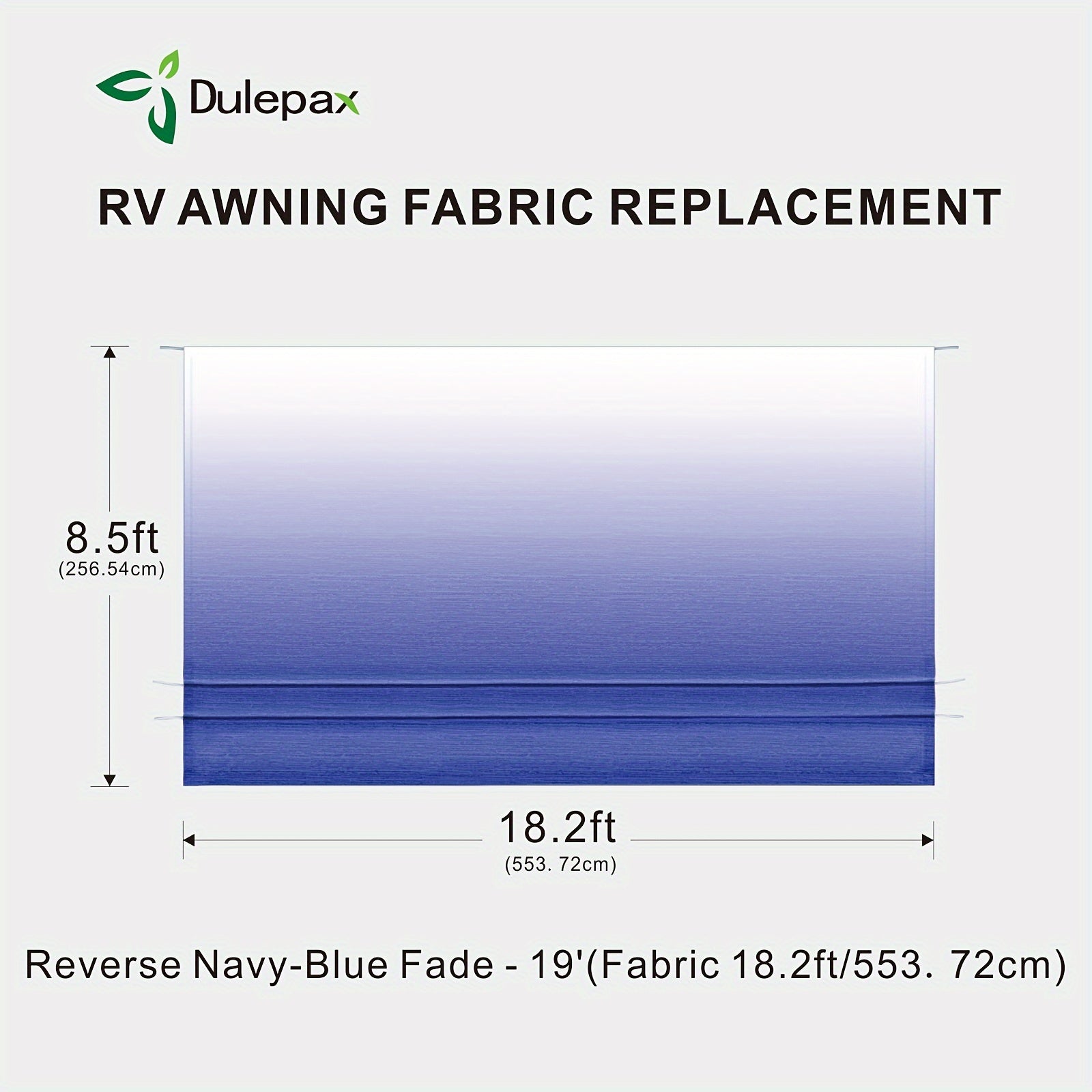 RV Awning Fabric Replacement (17.2ft) - Heavy Duty 16oz Vinyl Fabric - Universal RV Awning Replacement for All Brands - Premium Fade Grey Blue