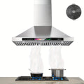 BRANO 30-Inch Wall-Mounted Range Hood, 900 CFM with Voice/Gesture/Touch Control, Stainless Steel Kitchen Exhaust Hood with 4-Speed Fan, Adjustable LED Light, Memory Mode