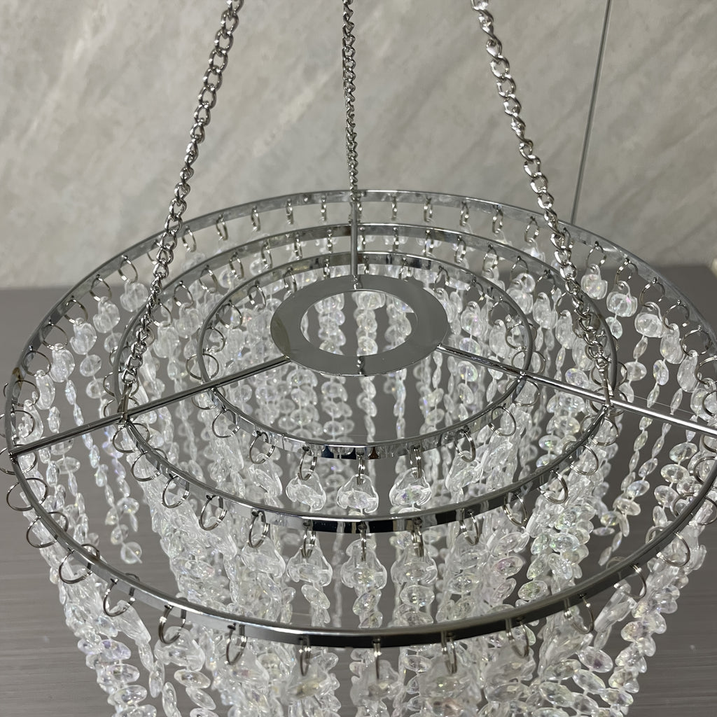 Vectolum wedding bridal room bedside colorful decorative modern bead hanging decoration (W25cm/9.84in x H50cm/19.69in), 3-layer bead decorative cover, ceiling pendant light bead decorative cover