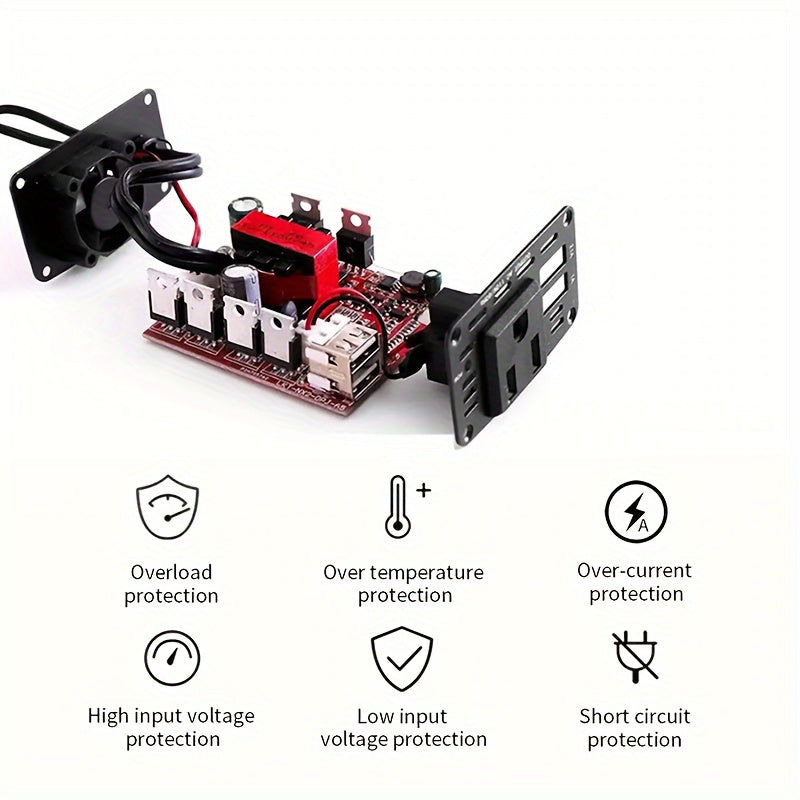 1个150W汽车电源逆变器，12V-36V转110V-130V直流至交流，带3.1A双USB端口，适用于iPhone iPad手机快速充电，车载插头适配器，旅行和车辆用途，高功率输出，黑色时尚设计 |