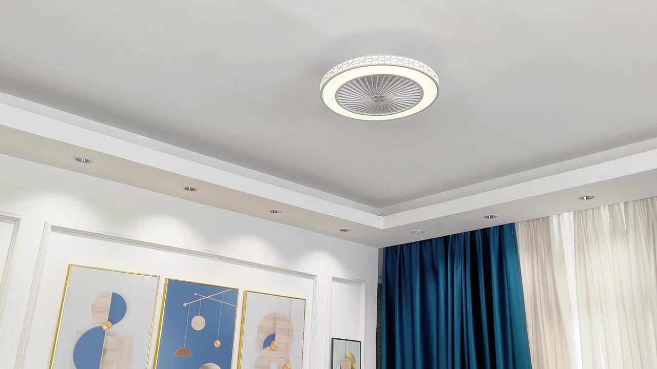 Modern Ceiling Fan with Light, 20" Low Profile Flush Mount, Dimmable LED Timed Enclosed Fan Light, 6 Speeds with Remote, for Bedroom, Living Room, Kitchen, Office