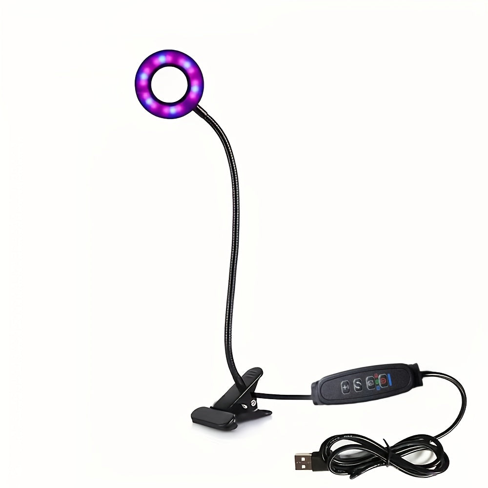 Full Spectrum Potted Plant Light, Red & Blue LED Grow Light, Clip-on Plant Strip with Dimmable & Timer Function, Ideal for Succulents & Garden Potted Plant Supplement Lighting
