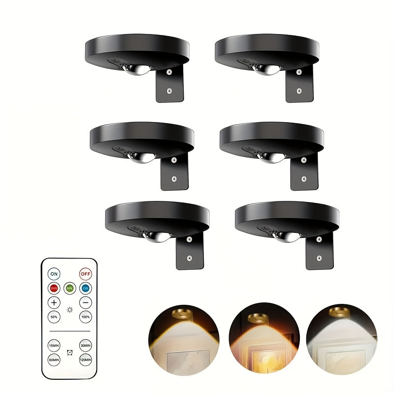 3/6 pack, black and gold cabinet light control set, ultra-thin 1cm (0.7 inch) thickness, rechargeable, magnetic design, display case light, showcase light, ambiance light, spotlight, puck light
