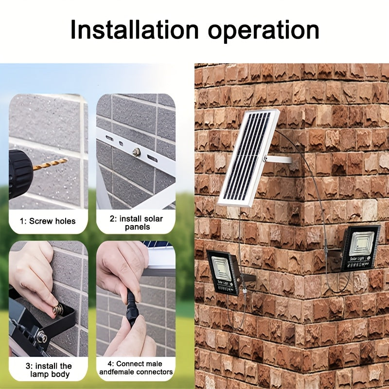 Outdoor Lighting, Solar Light, Decorative Light, Floodlight, Exterior Wall Light, Halloween Decoration, Two Lights, One Solar Panel, Suitable for Holiday Decoration, Christmas, Outdoor Lighting, Shed, Garden, Garage, Pathway, Lawn, Courtyard