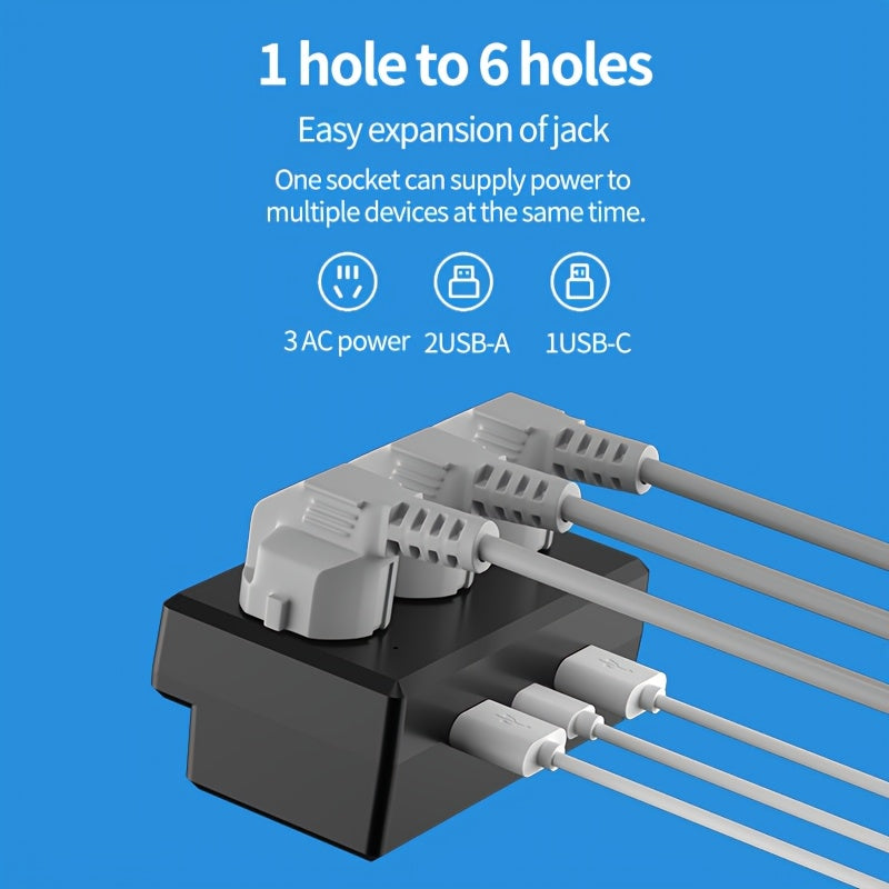 Three Ultra-small Wall Outlets, And Each Product Has A Total Of Six Power Outputs. At The Same Time, Taking Into Account The Mainstream DC Ports In The Market, USB And Tpye-c Are Included.