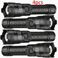 1 Set of 4 Rechargeable High-Power LED Flashlights with Zoom Focus, Ultra-Bright Long-Distance Beam, Tactical Work Light, Ideal for Camping, Hunting, Hiking & Emergency, LCD Digital Display, Perfect for Fishing