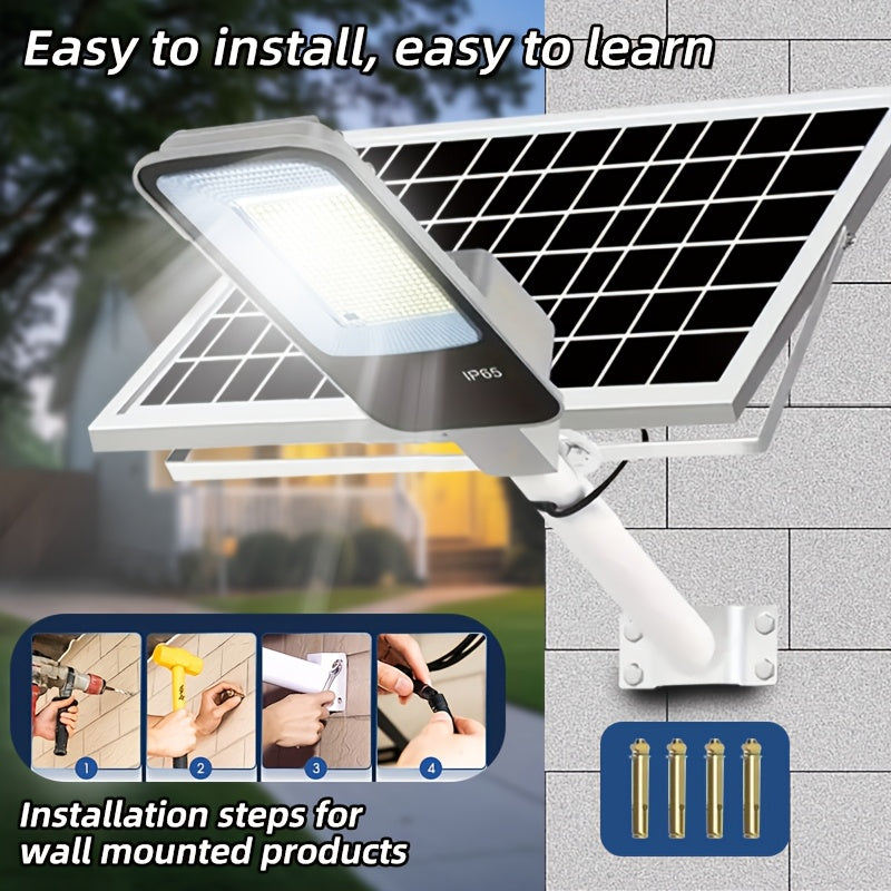 Super Bright Solar Street Light, 10000mAh Solar Light, 375 LEDs with Remote Control, Perfect for Parking Lots, Commercial Parking Lots, School Basketball Courts, Roadside Roads, Courtyards, Gardens, Villas, Outdoor Solar Street Light