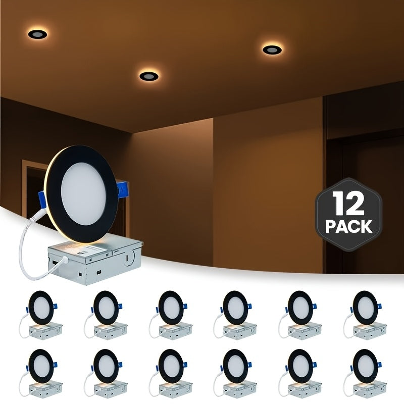 CYCEVSUN 12/16/24-Pack LED 4-Inch Recessed Lighting with Night Light, Dimmable and 5CCT Selectable, Lumiere Encastre Plafond, 9W, cETL, Black