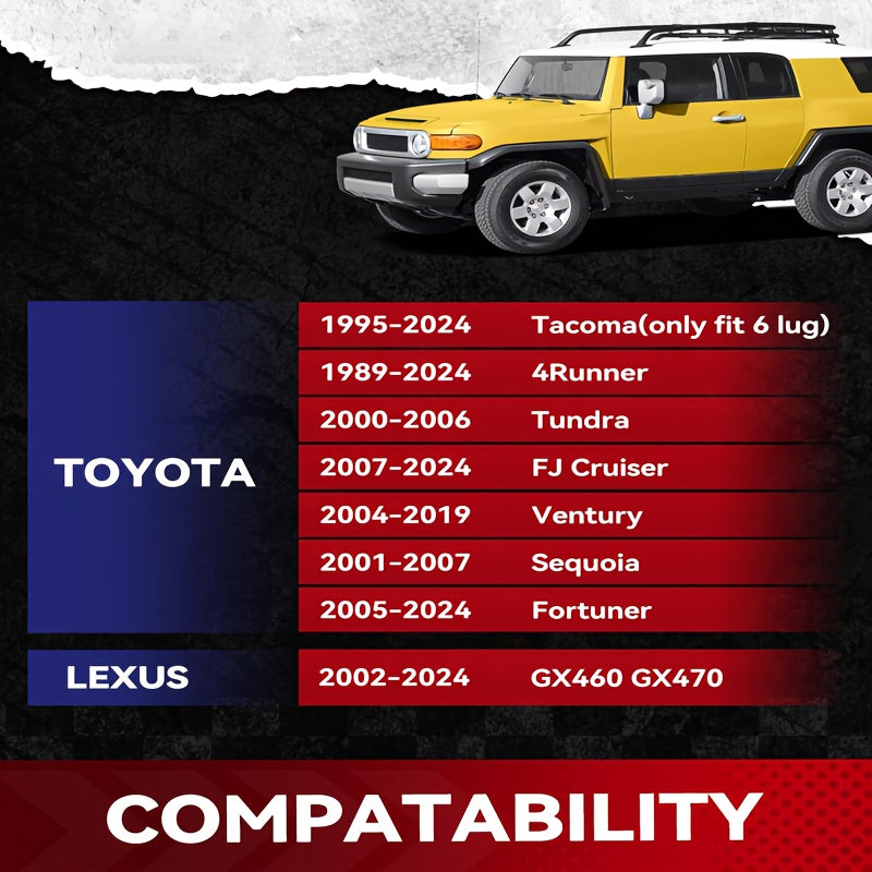 1.25-Inch 6×5.5" Wheel Spacers for Tacoma, Tundra, 4Runner & FJ Cruiser – Includes 4 Forged M12×1.5 Studs & 106mm Hub Bore – Black Gloss Anodized Finish