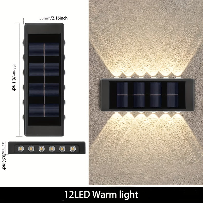 One-Piece Solar Wall Light, Wall Light Lighting Fixture, for Outdoor Wall Decoration and Ambient Lighting, Black Housing Up and Down Wall Light