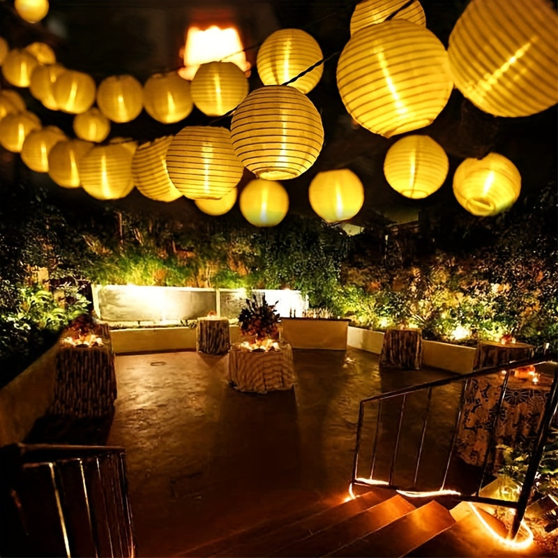 1套，10LED/20LED白色燈籠新穎照明，家居節日裝飾紙燈，派對氛圍燈，室內串燈，電池版【不含電池】