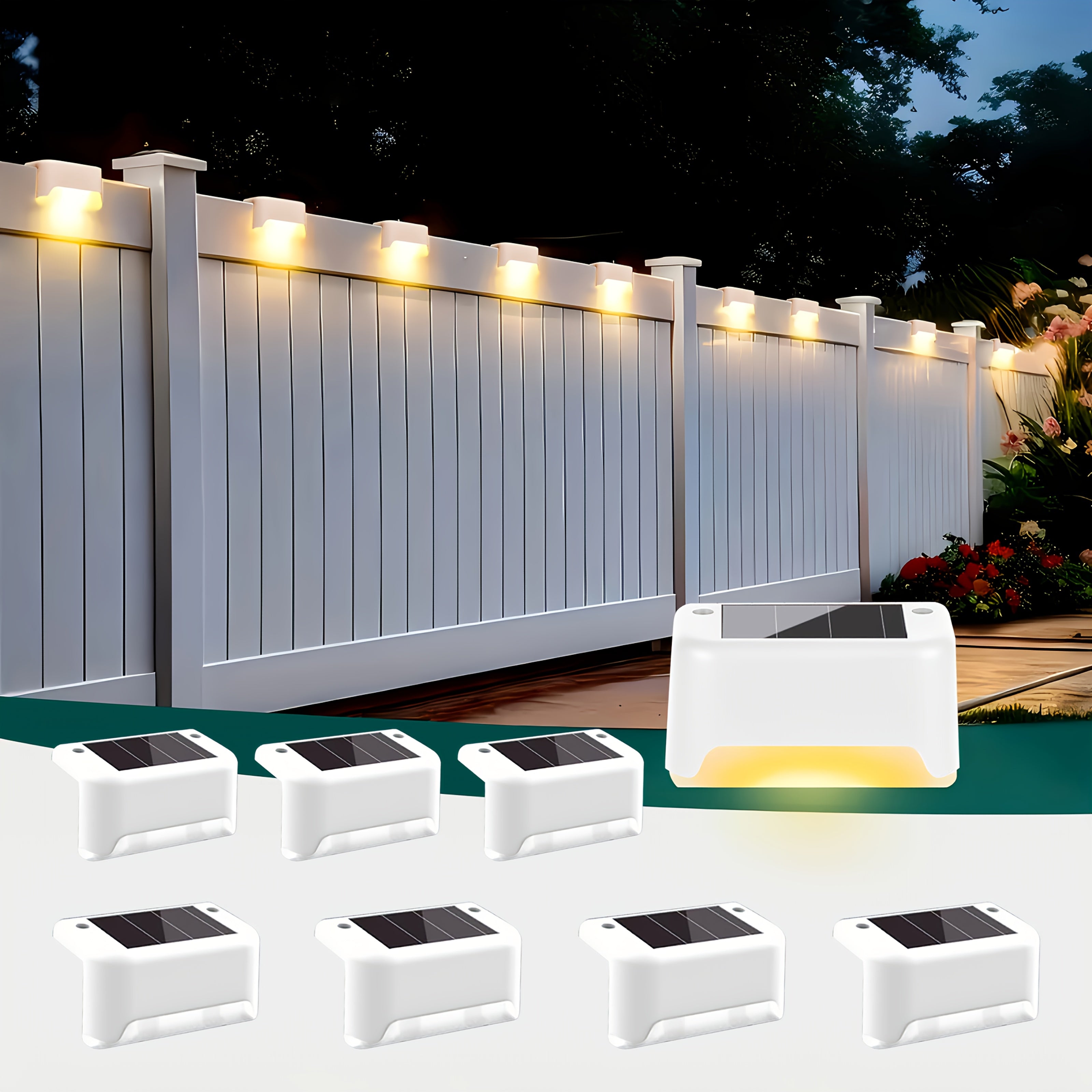 32/16/8/4 Pack Solar Outdoor Courtyard Light - Waterproof LED Warm White Landscape Lighting, Durable Matte Metal Finish, Auto On/Off Solar Light, Perfect for Stairs, Steps, Fences, Courtyards and Pathways, Sturdy Structure